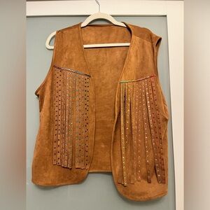 Brown Suede Vest Embellished